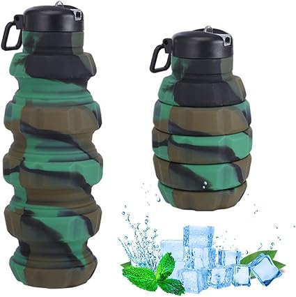 Water Bottle BPA Free 500 ml Grenade Foldable Water Bottle Silicone Food Safe Bicycle Bottle Reusable Bottle for Fitness, Bike, Sports, and Outdoor Activities