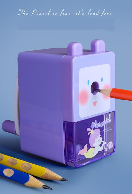 Pencil Sharpening Machine,Pink Pencil Sharpener Hand Crank Manual Sharpener Animal Cartoon Pencil Cutter for School Stationery - Color & Design May Vary