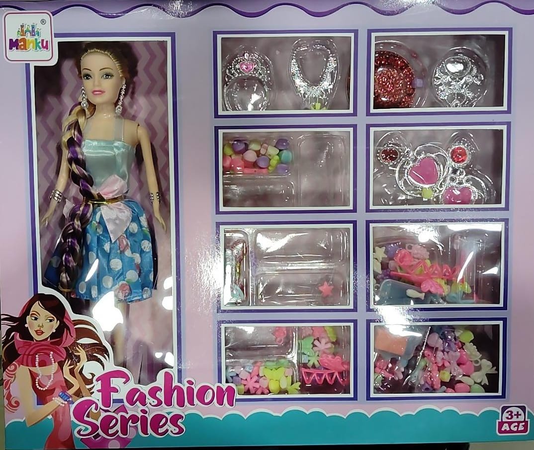 Manku Fashionable Doll With Jewellery Set for kids - Box Damages