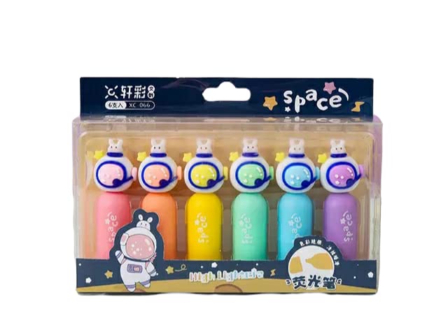 Space Theme Astronaut Head Highlighter Marker Pens set for school students Office Use Boys, DIY Art and Craft Card Making Scrapbooking Gift Set
