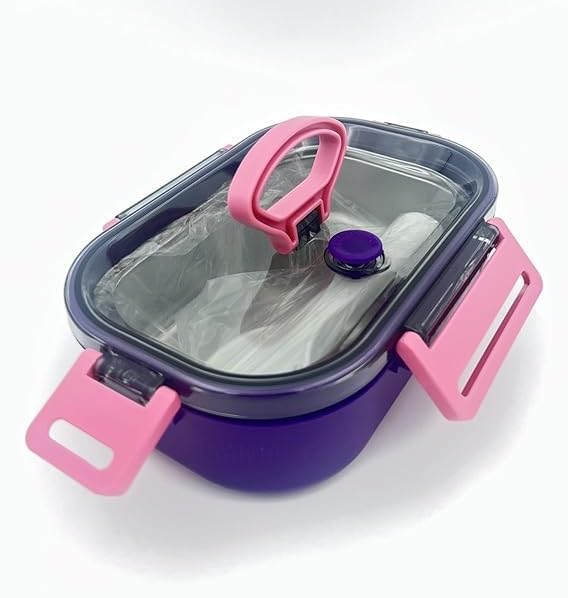 Stainless Steel Lunch Box with Spoon, Detachable Liner, Spill Leak Proof and Steam Valve 500 ml Lunch Box - Assorted