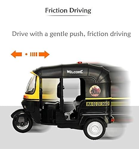 Friction Powered Mumbai Auto Rickshaw Toy with Light and Sound for Kids - Multicolor