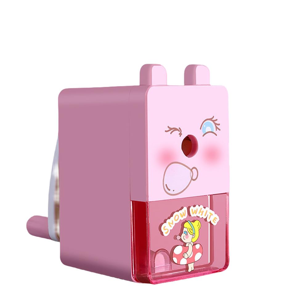 Pencil Sharpening Machine,Pink Pencil Sharpener Hand Crank Manual Sharpener Animal Cartoon Pencil Cutter for School Stationery - Color & Design May Vary
