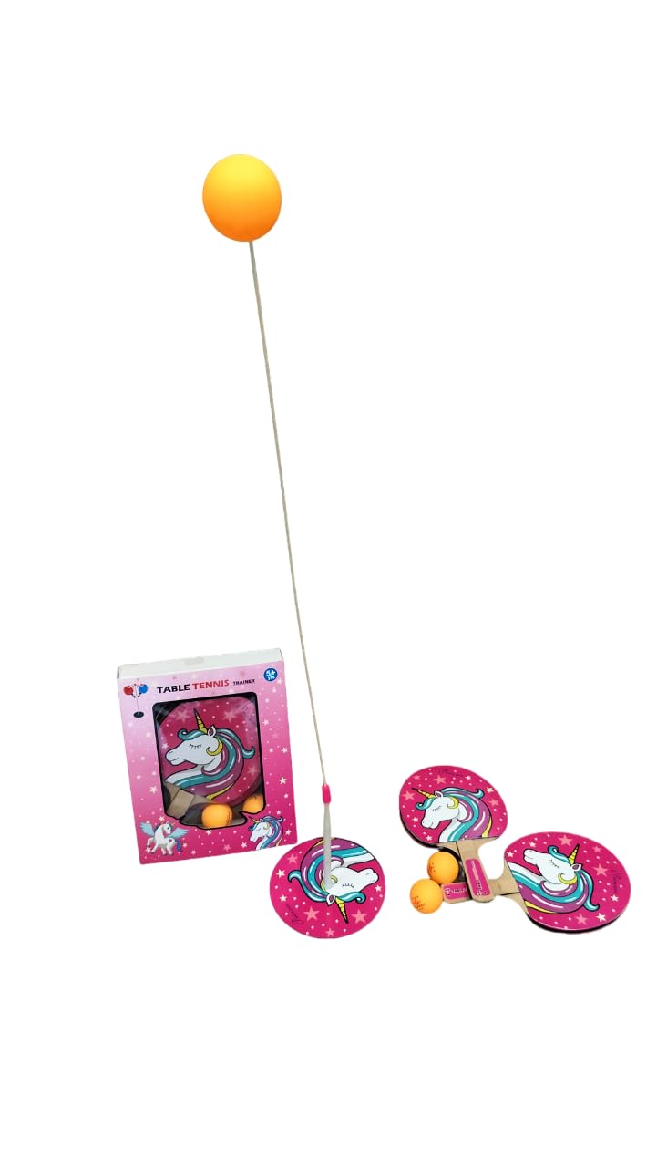 IToys Table Tennis Trainer Toy for Kids & Adults | Unicorn Rackets and Balls Base Training Practice Set