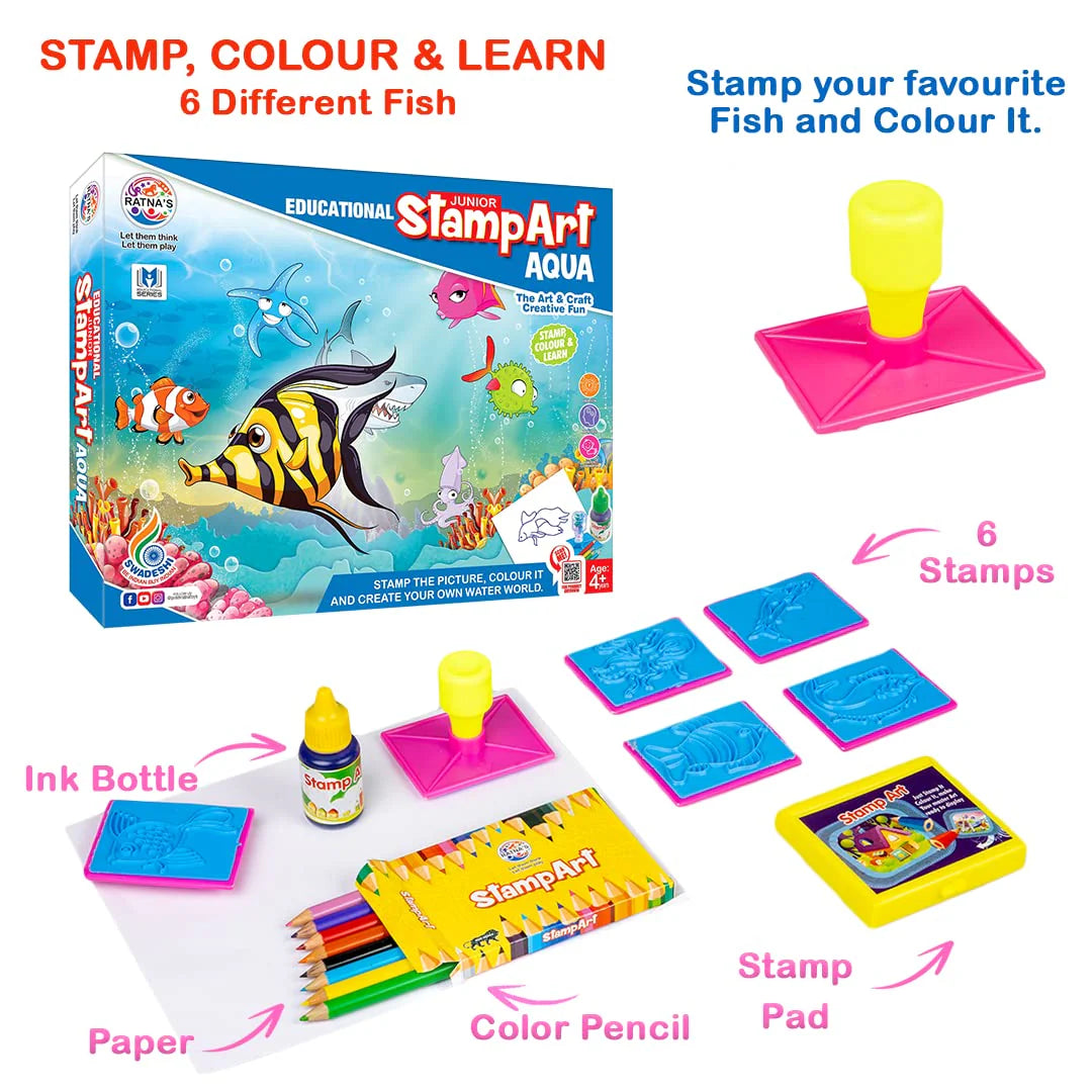 Ratna's Educational Art & Craft Stamp Art Flower Small with 6 Different Flower Stamps for Kids - Multicolor