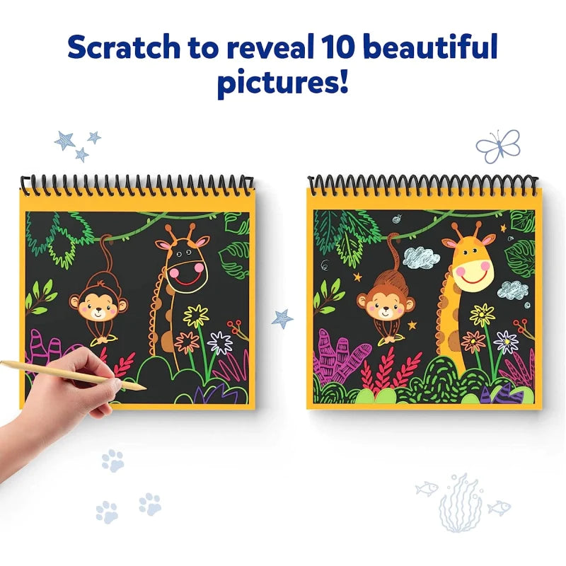 Skillmatics Magical Scratch Art Book: Amazing Animals | Multicolored