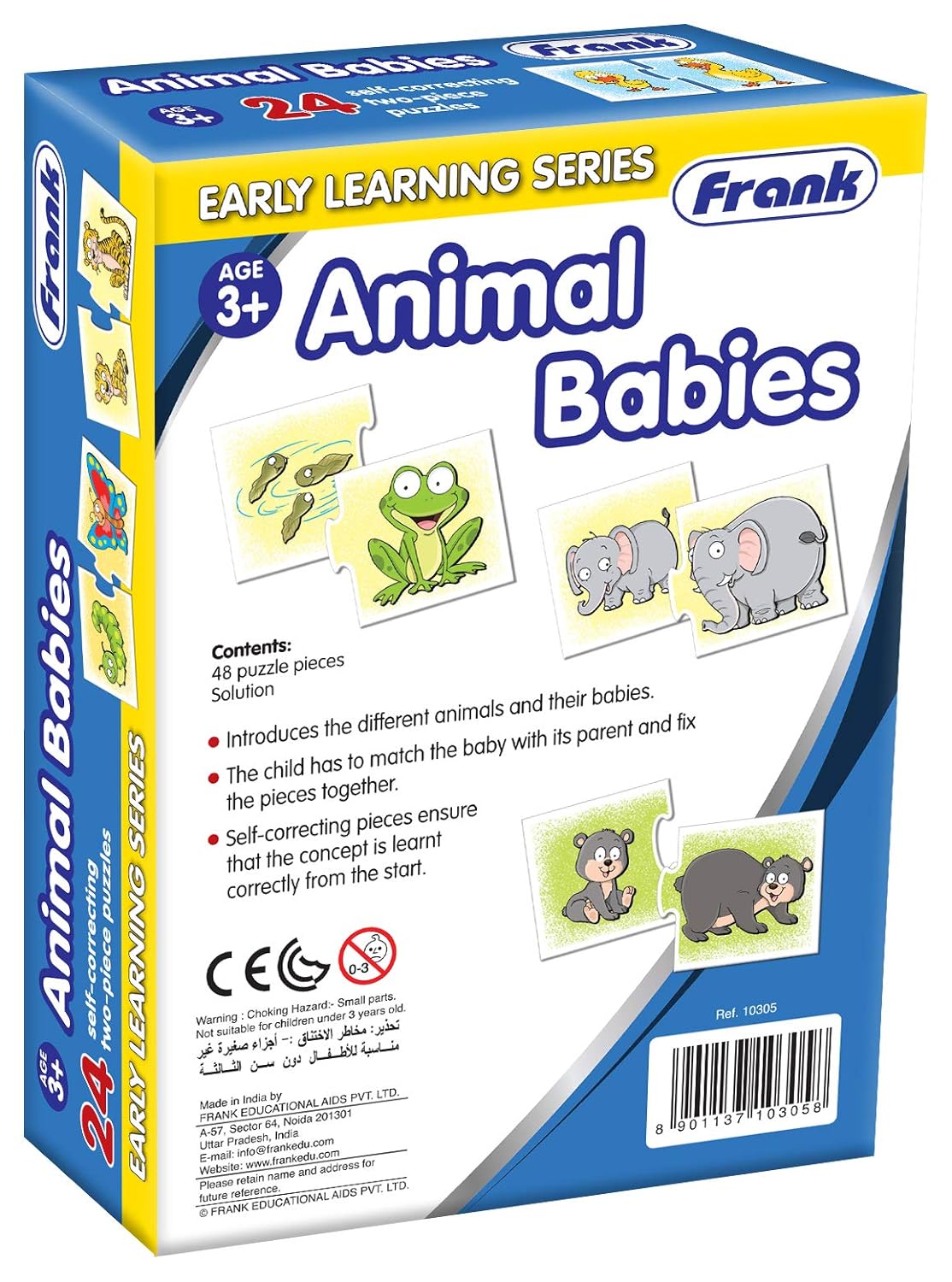 Frank | Animal Babies | 24 self-Correcting Two-Piece Puzzles | Early Learning Series – Fun and Challenging | Educational Toys and Games for kids - Multicolor