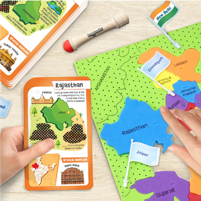 Mapology India Map with Flash Card - Multicolor