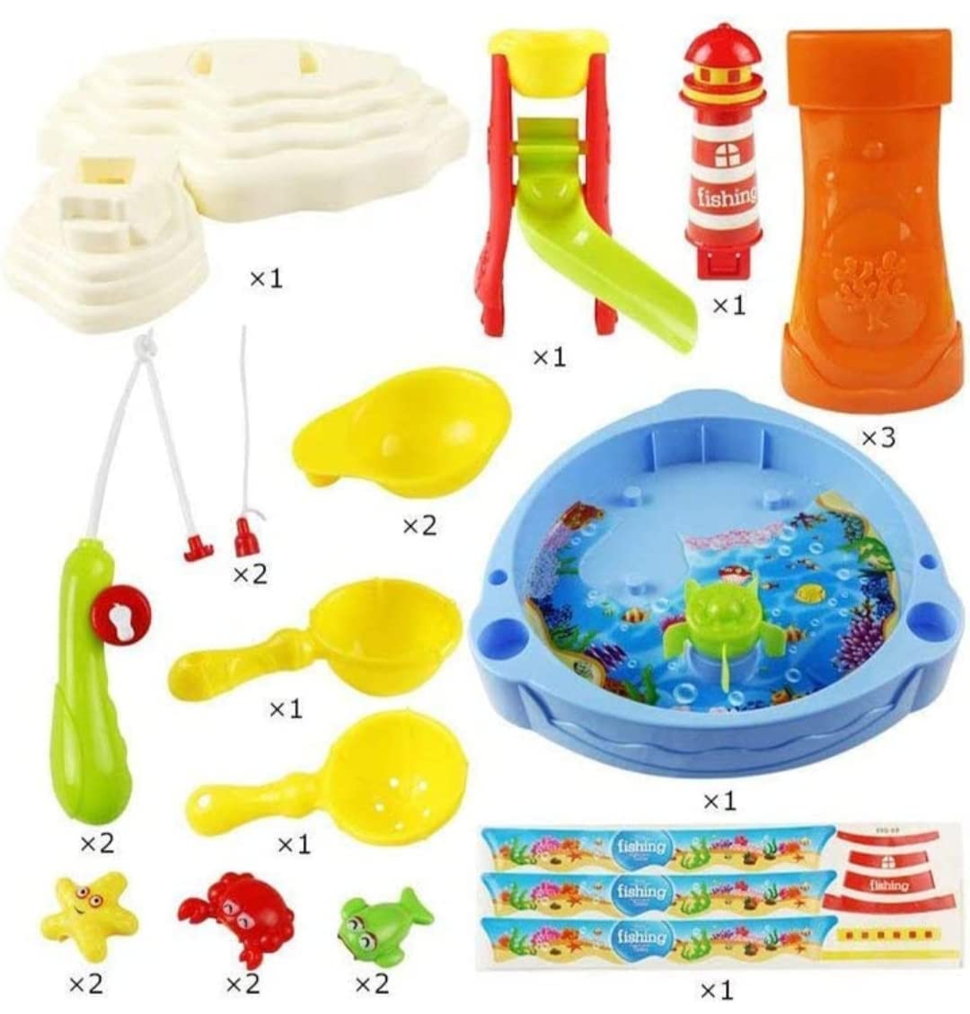 Water Paradise Fishing Game Set (Battery Operated) with Electric Rotation and Lights and Sounds for Kids Multicolor
