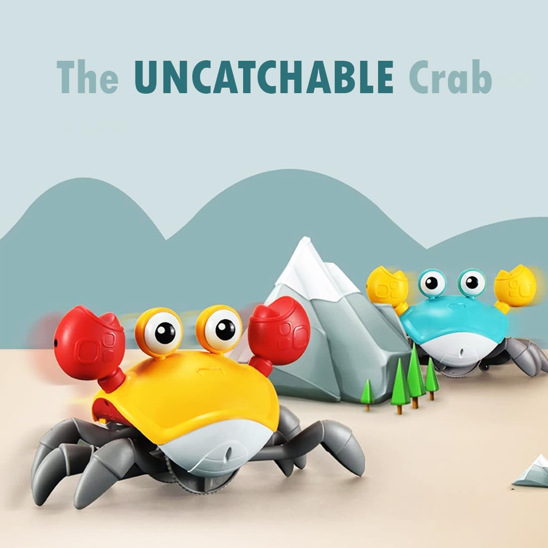 Non Battery | Non Rechargeable | Key Mechanism | Baby Toys Pull Along Crawling Crab Toy for Kids - Multicolor