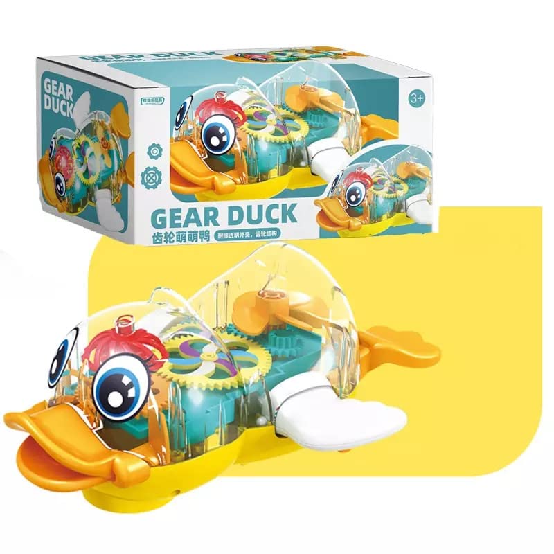 Battery Operated Transparent Gear Duck Car Vehicle Toy for Kids - Multicolor - Without Box