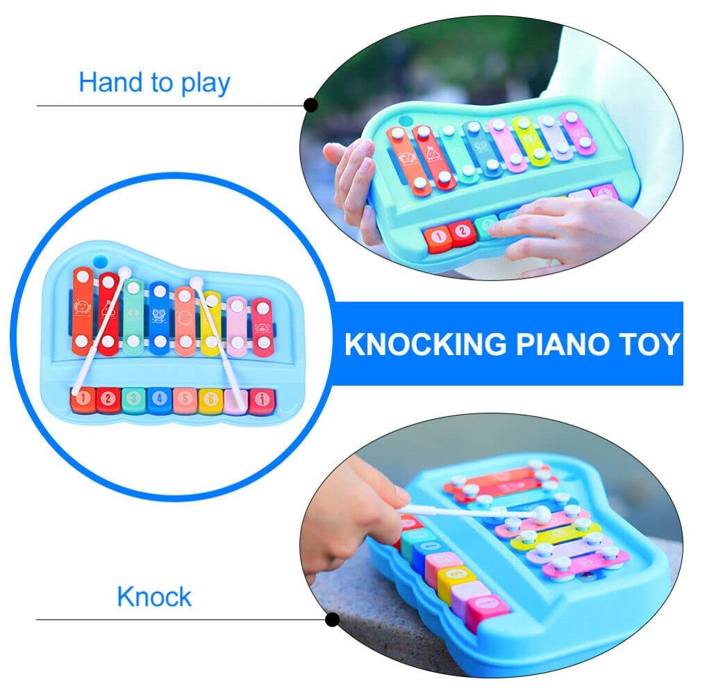 2 in 1 Musical Melody & Educational Piano Xylophone Musical Instruments with 8 Keys Big Size (Multicolor)