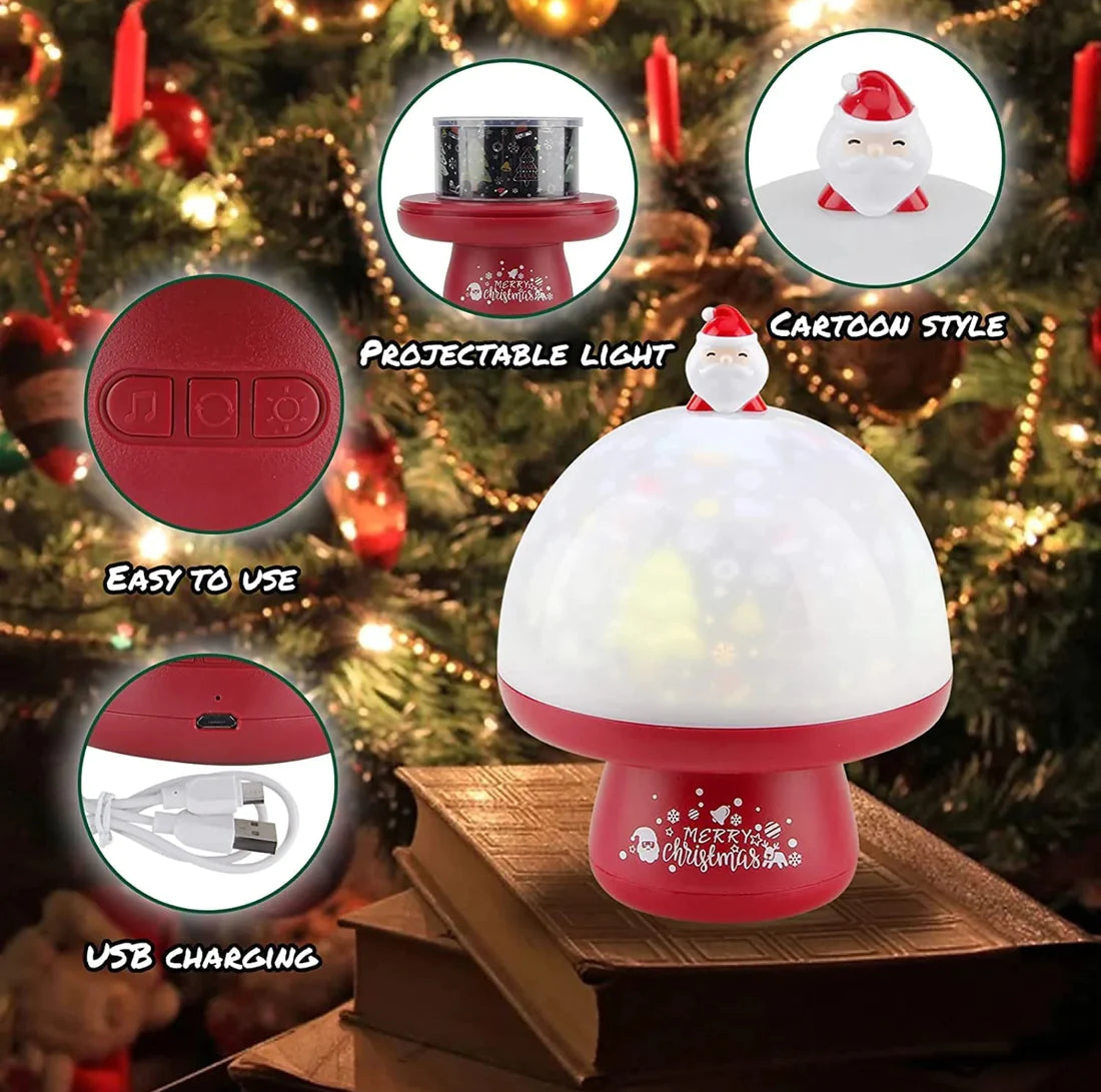 LED Night Light Christmas Projector Lamp USB Rechargeable Music Box Lamps for Kids - Color & Design May vary