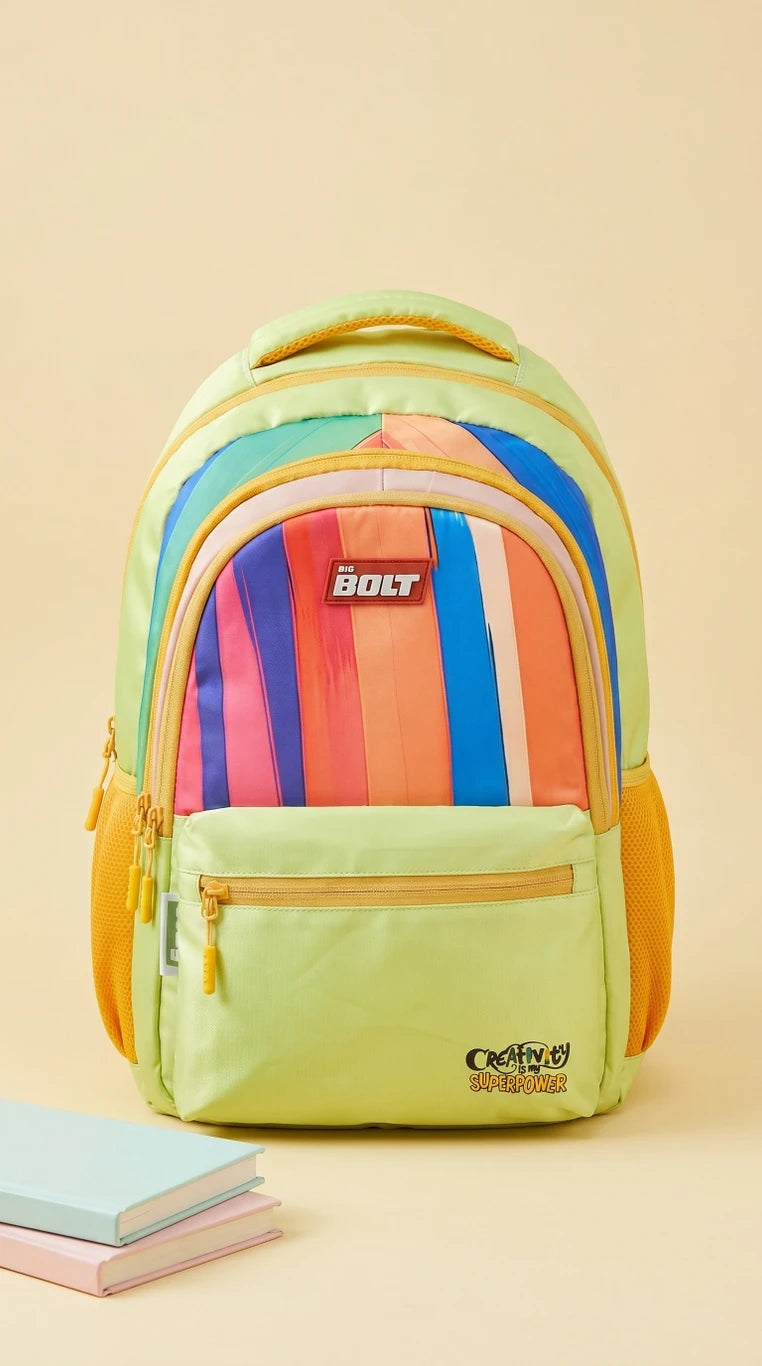 Cute 18 Inches Rainbow Print School Backpack for Boys & Girls Kids - Assorted