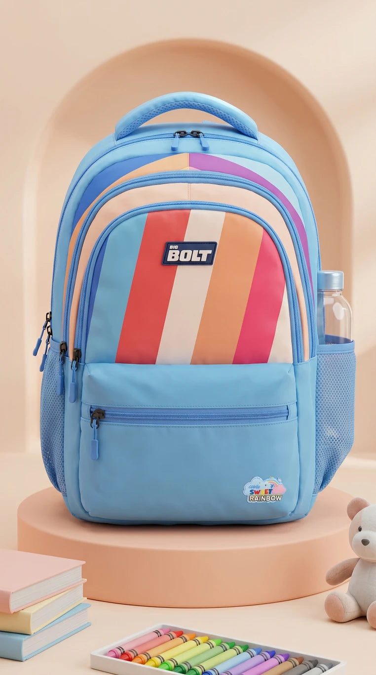 Cute 18 Inches Rainbow Print School Backpack for Boys & Girls Kids - Assorted