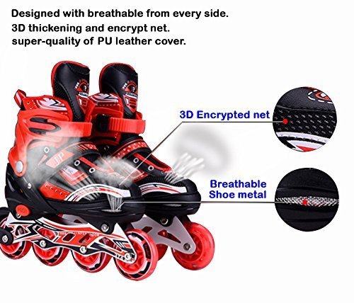 4 Wheels Inline Adjustable Skates – Skating Shoes for Boys & Girls