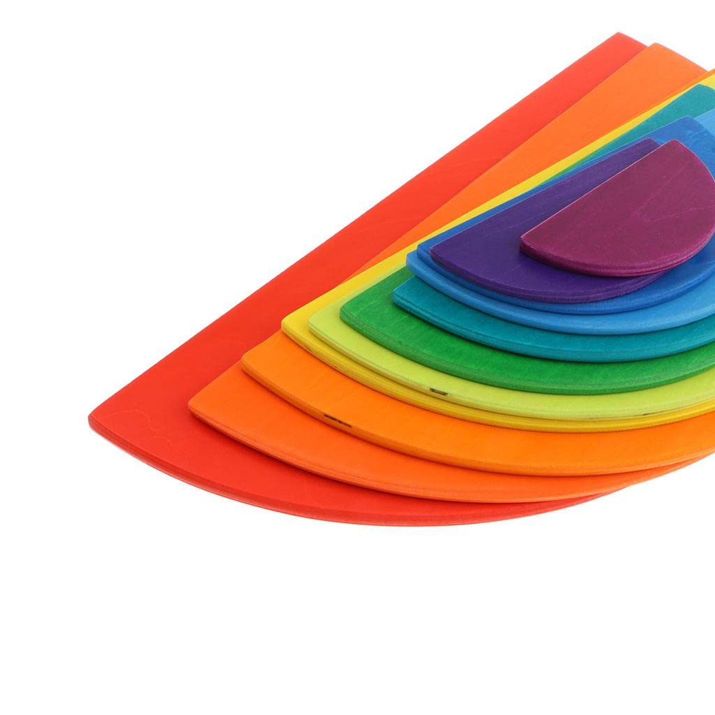 11 Pieces Wooden Rainbow Puzzle Montessori Educational Toys for Baby Toddler