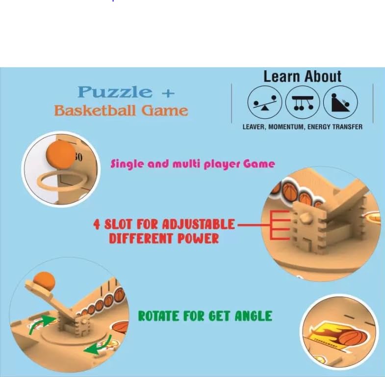 Wooden Basket Ball Puzzles Toys for Kids (Multicolor)