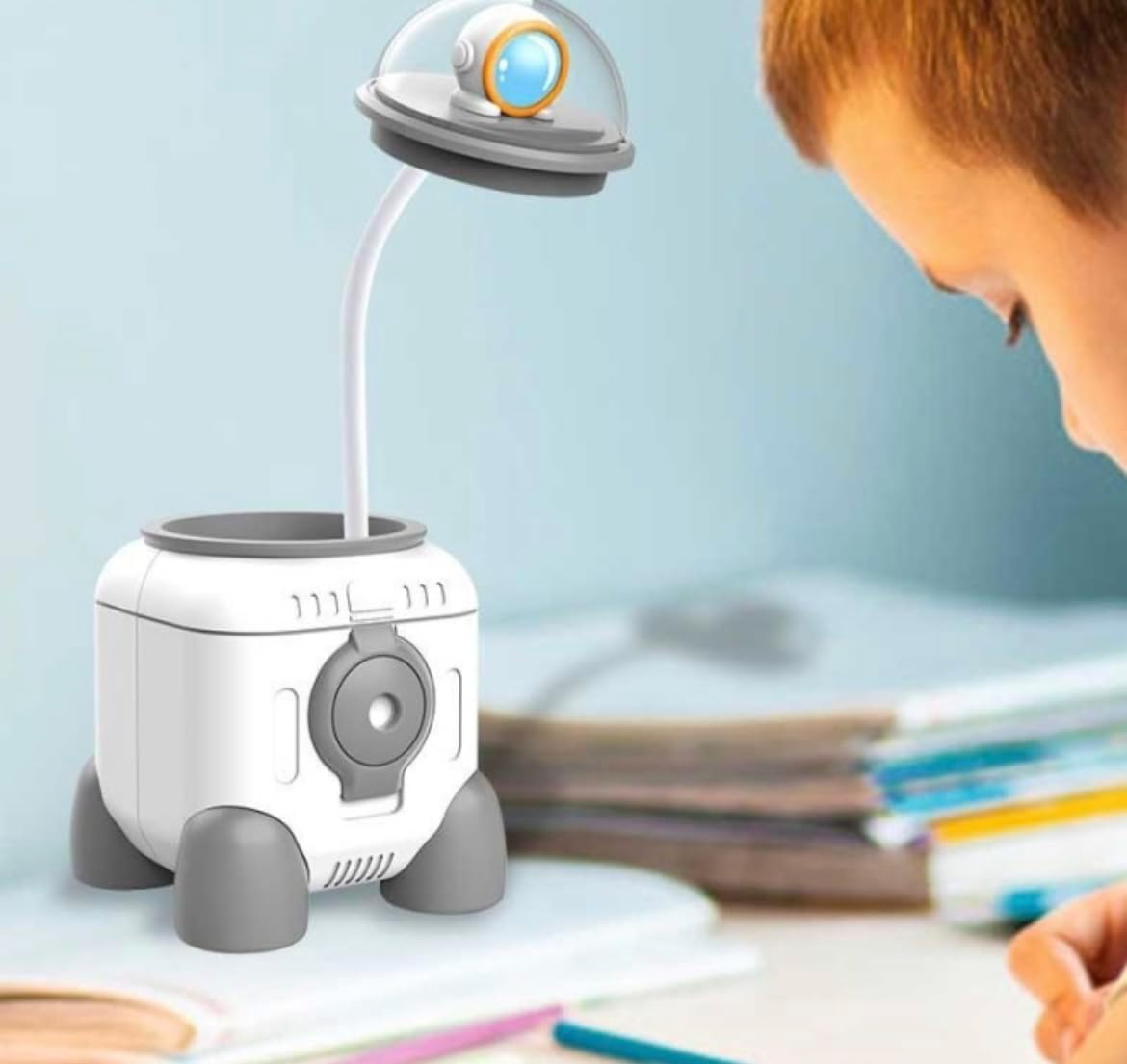 Rocket Desk Lamp, LED Table Lamp Warm White Kids Pen Holder with Pencil Sharpener for Reading for Doing Homework | Rocket Desk Lamp |  Multicolor