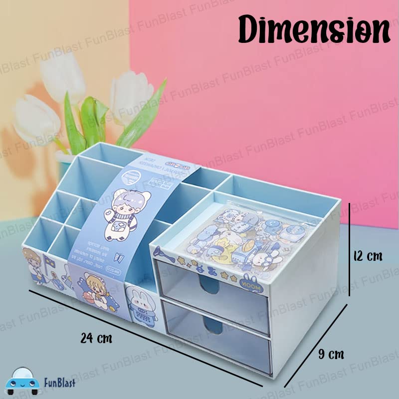 Desk Organizer Stationery Storage Stand, Pen & Pencil Holder - Stylish Stationery Organizer Box with DIY Stickers