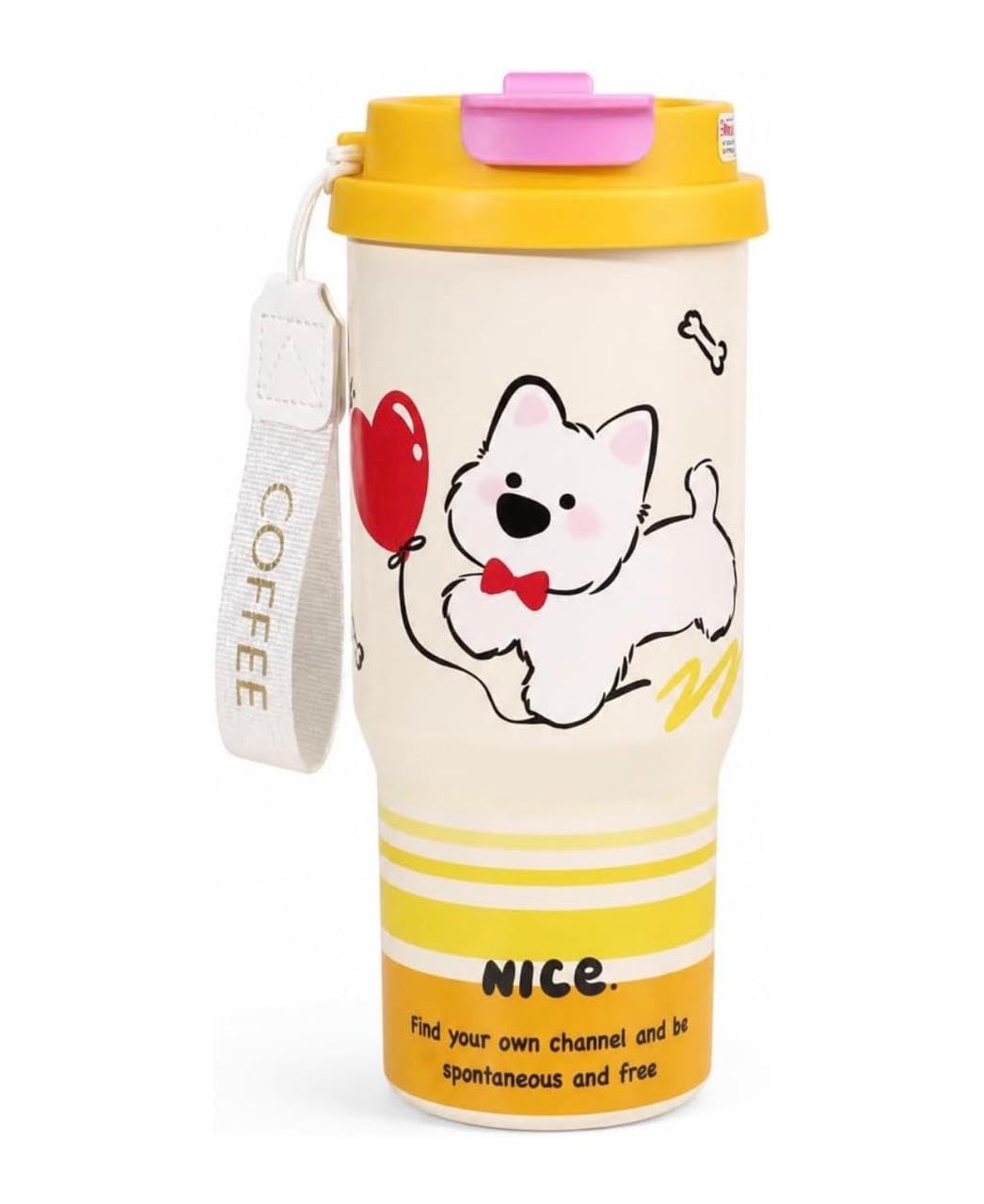 Cute Sipper Tumbler 700 ml | 316 Stainless Steel BPA Free Sipper for Girls & Kids | Aesthetic Leak Proof Travel Coffee Mug with Straw