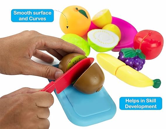 Itoy's Fruit Cutting Play Toy Set with a toy knife, encouraging creativity, fine motor skills, and healthy eating habits