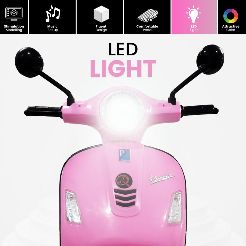 Battery Operated Rechargeable 12v | Ride-On Scooter | for Girls and Boys | Pink | 3 Years+