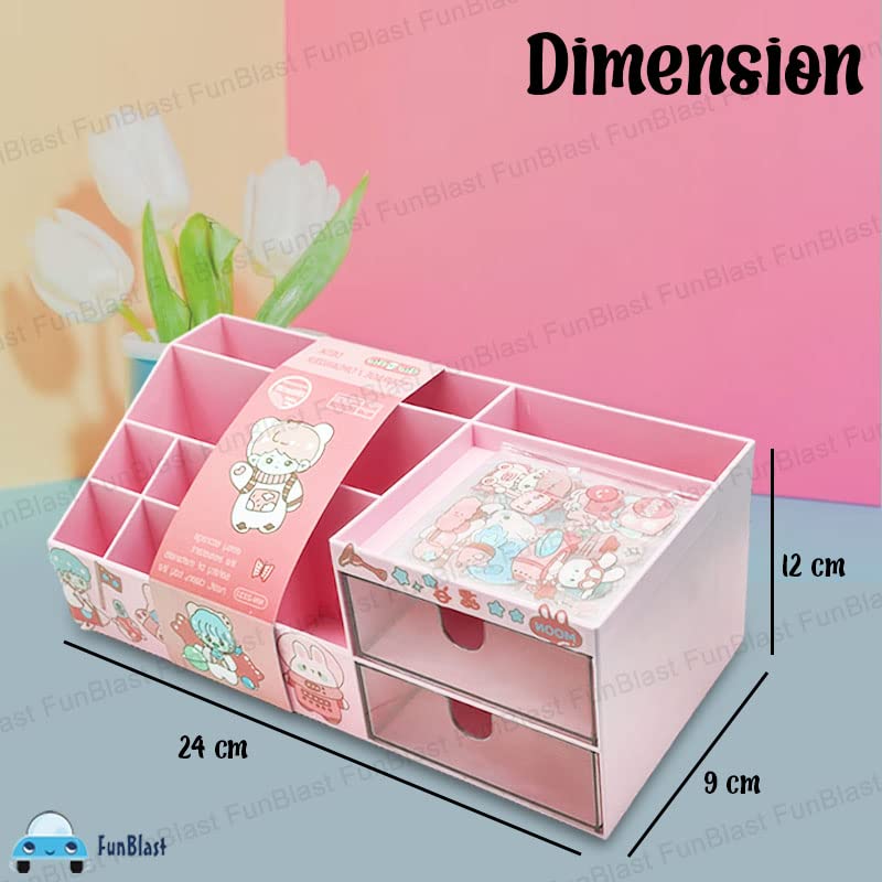 Desk Organizer Stationery Storage Stand, Pen & Pencil Holder - Stylish Stationery Organizer Box with DIY Stickers