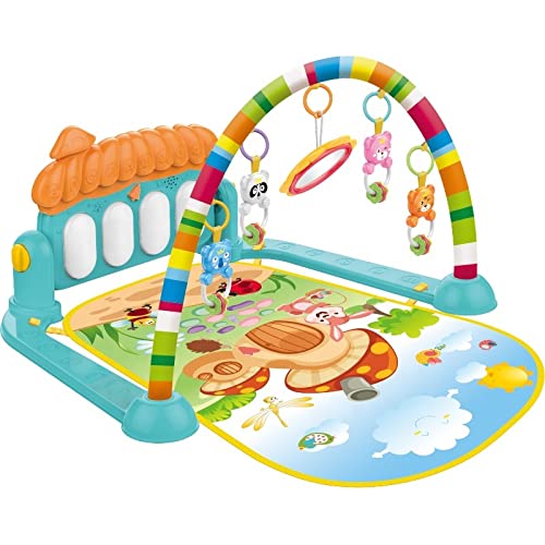 Baby Gym Play Mat, Kick and Play Piano Gym, Musical Activity Center with Cute Hanging Toys For Kids - Multicolor