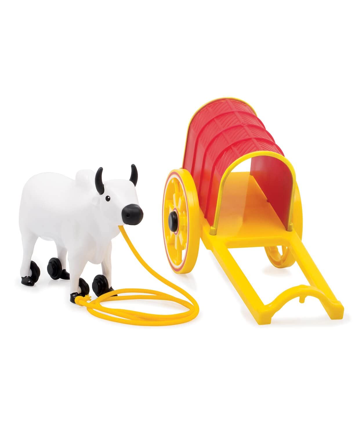 Funskool Giggles - Bullock Cart, Pull String Toy, Toys for Kids, Pull Along Toy, Encourages Walking, Pretend Play, Colors, 12 Months & Above, Infant and Preschool Toys