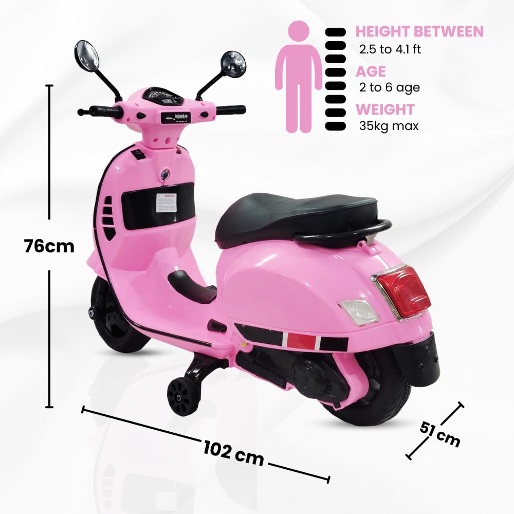 Battery Operated Rechargeable 12v | Ride-On Scooter | for Girls and Boys | Pink | 3 Years+