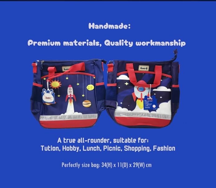 Kawaii-Q Accessories Space Rocket Astronaut Theme Multipurpose Bags – Activity Bag for Kids, Waterproof Sling Bag