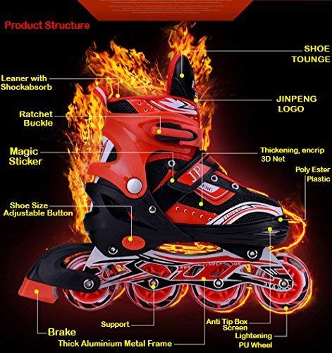 4 Wheels Inline Adjustable Skates – Skating Shoes for Boys & Girls