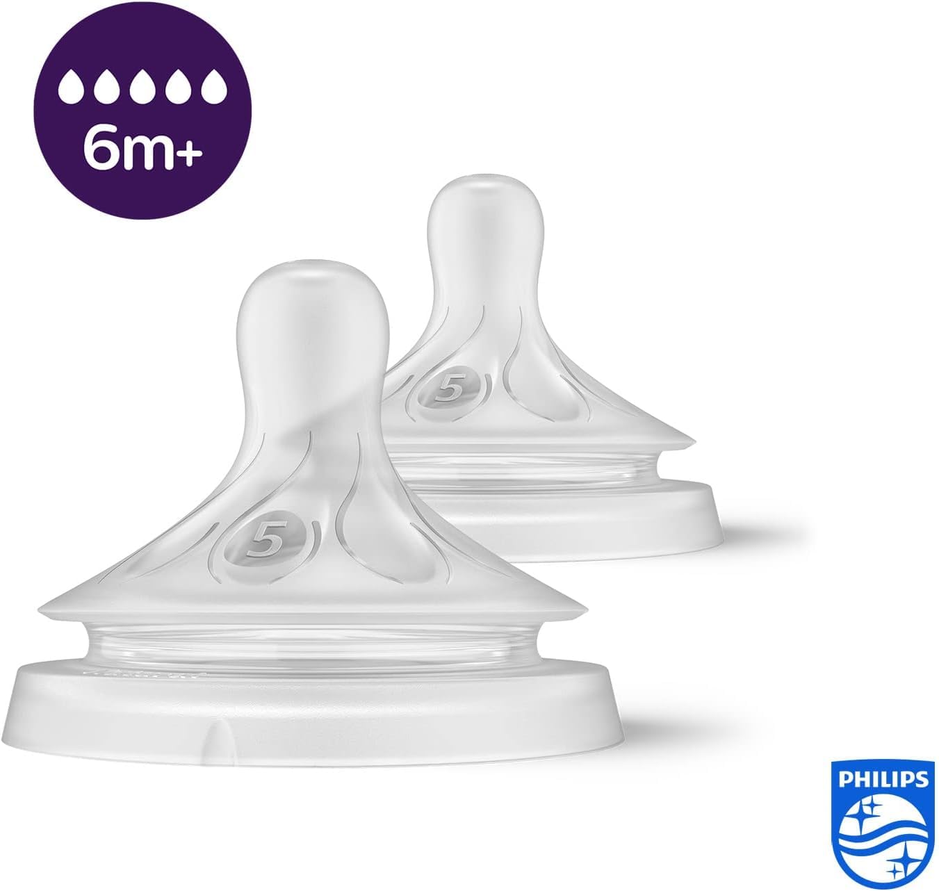 Philips Avent (6M+) Natural Response Bottle Teat - 2 x Baby Bottle Flow Teats for Babies Aged | SCF044/27 | SCY965/02