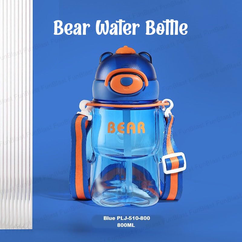 Water Bottle for Kids, Animal Theme Bottle for Kids, 800 ML Cute Design Water Bottle with Sipper and Strap, Anti-leak Cartoon Kids Water Bottle for Kids