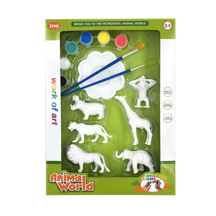 DIY Animals Coloring Toy ,Arts For Kids ,Cute Play Garden & Playground Animals, White