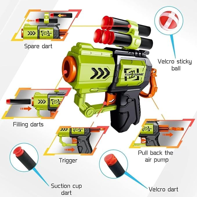 Dartboard Children's Toy Foam Blaster with Portable Dartboard, 2-in-1 Sticky Ball, Target Shooting Game Set, Indoor Outdoor Party Sports Toy, Gift for kids