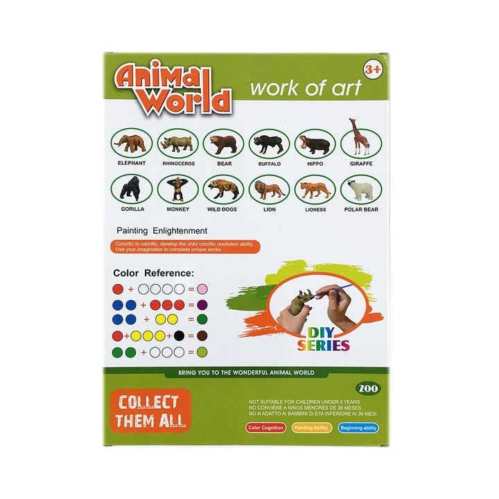 DIY Animals Coloring Toy ,Arts For Kids ,Cute Play Garden & Playground Animals, White