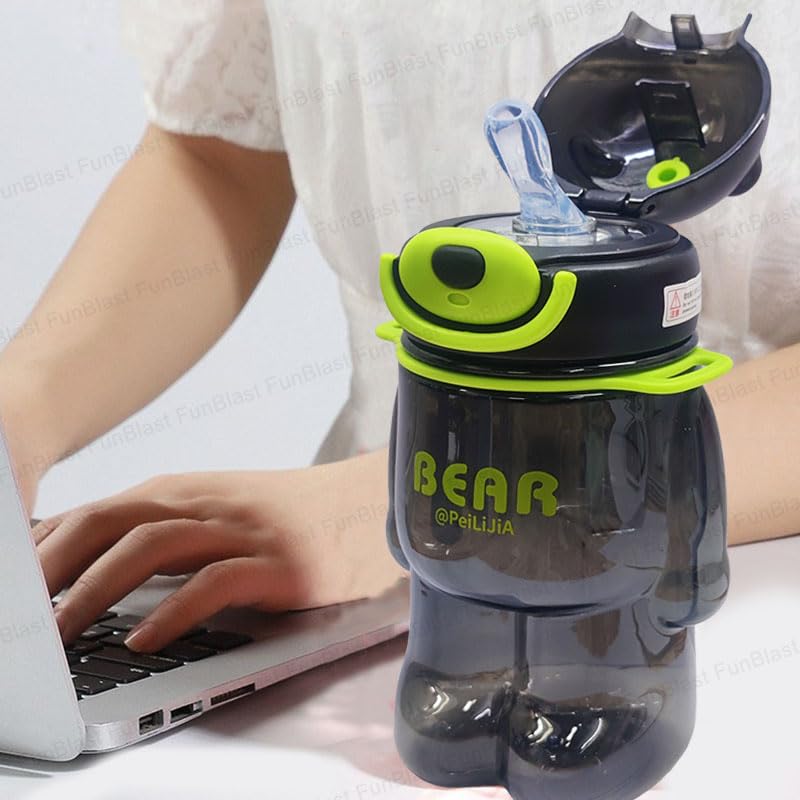 Water Bottle for Kids, Animal Theme Bottle for Kids, 800 ML Cute Design Water Bottle with Sipper and Strap, Anti-leak Cartoon Kids Water Bottle for Kids
