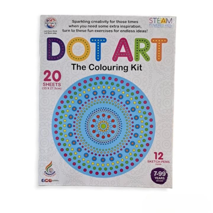 Ratna's Dot Art Colouring Kit with 12 Sketch Pens for Kids