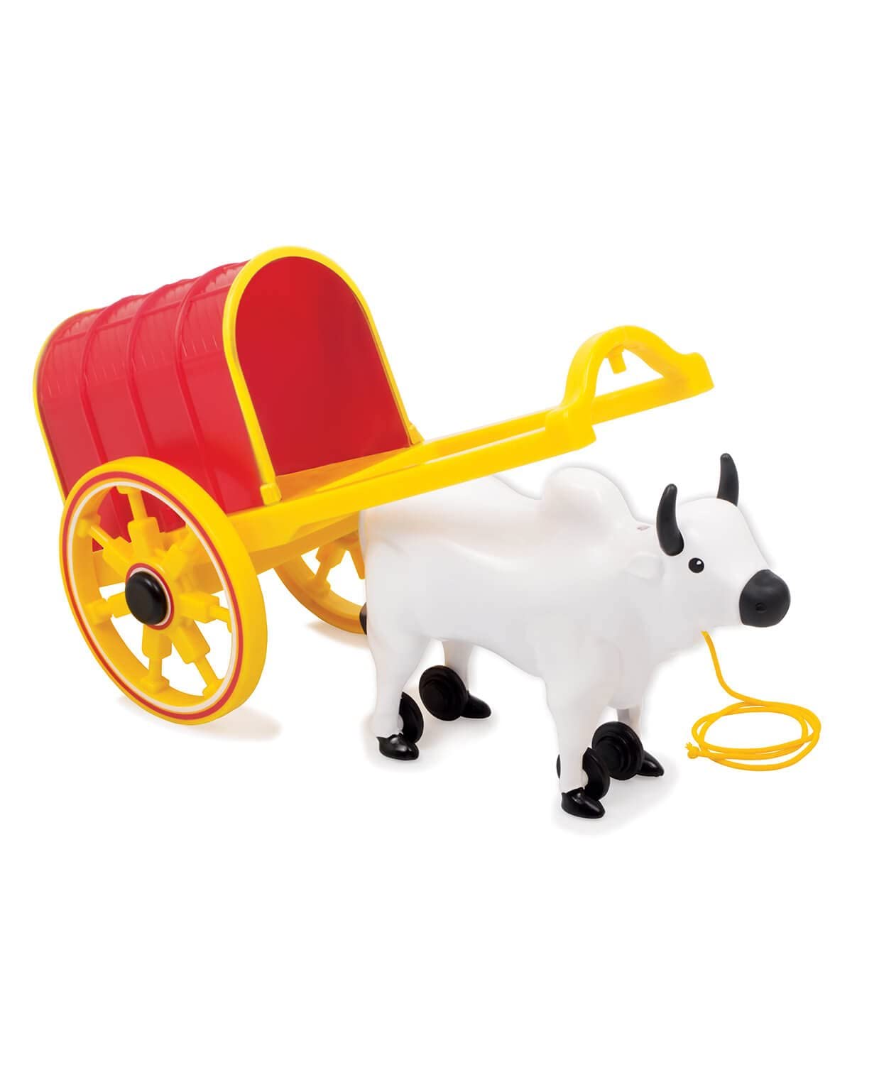 Funskool Giggles - Bullock Cart, Pull String Toy, Toys for Kids, Pull Along Toy, Encourages Walking, Pretend Play, Colors, 12 Months & Above, Infant and Preschool Toys