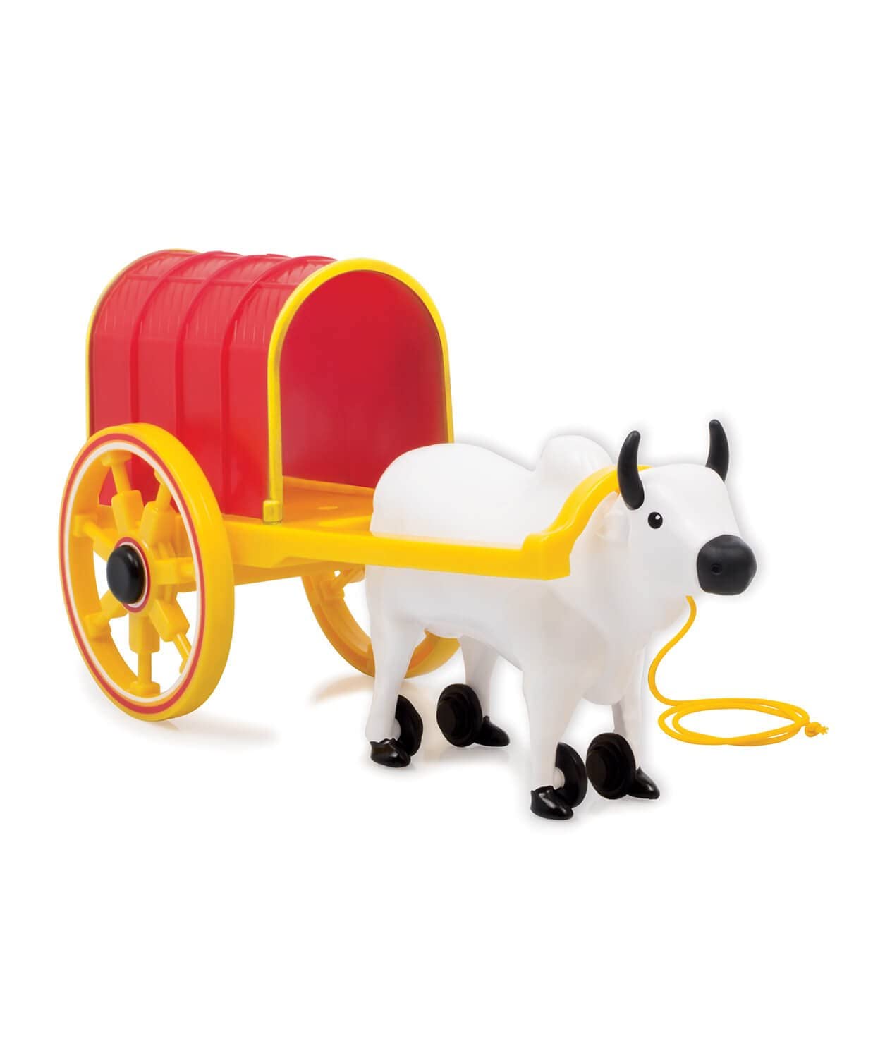 Funskool Giggles - Bullock Cart, Pull String Toy, Toys for Kids, Pull Along Toy, Encourages Walking, Pretend Play, Colors, 12 Months & Above, Infant and Preschool Toys