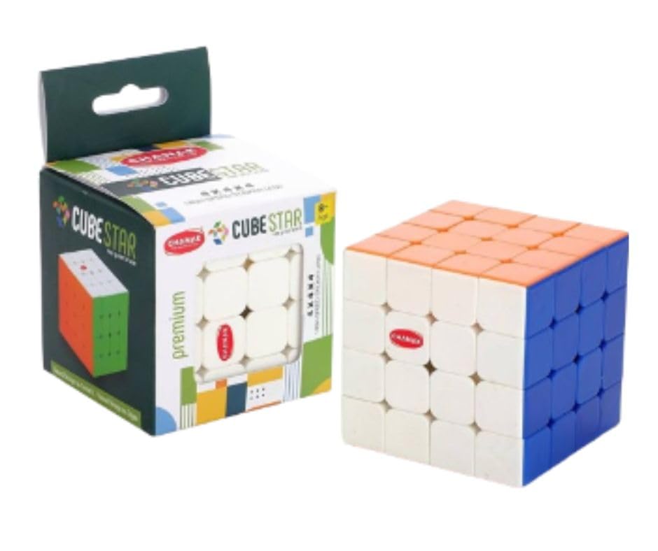 CHANAK Premium Cube Star Use Your Brain High Speed Sticker Less 4 X 4 X 4