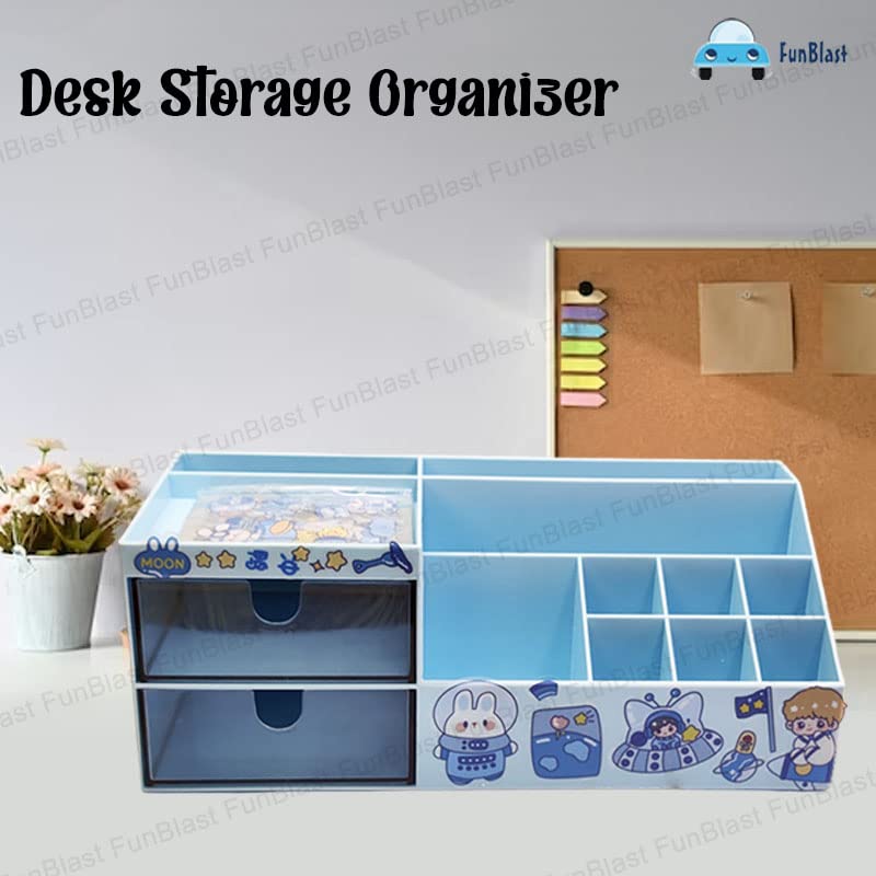 Desk Organizer Stationery Storage Stand, Pen & Pencil Holder - Stylish Stationery Organizer Box with DIY Stickers