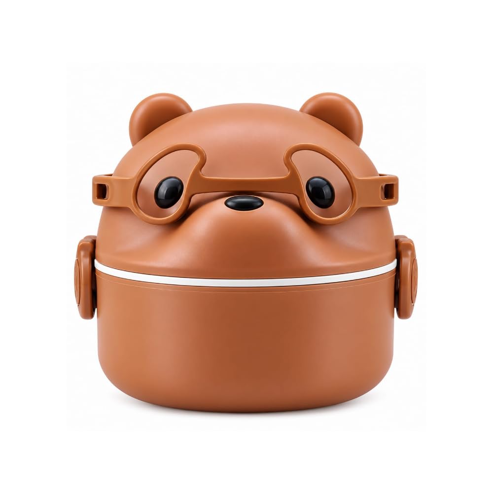 Panda Tiffin Box 400ml, Stainless Steel Lunch Box with Snack Compartment
