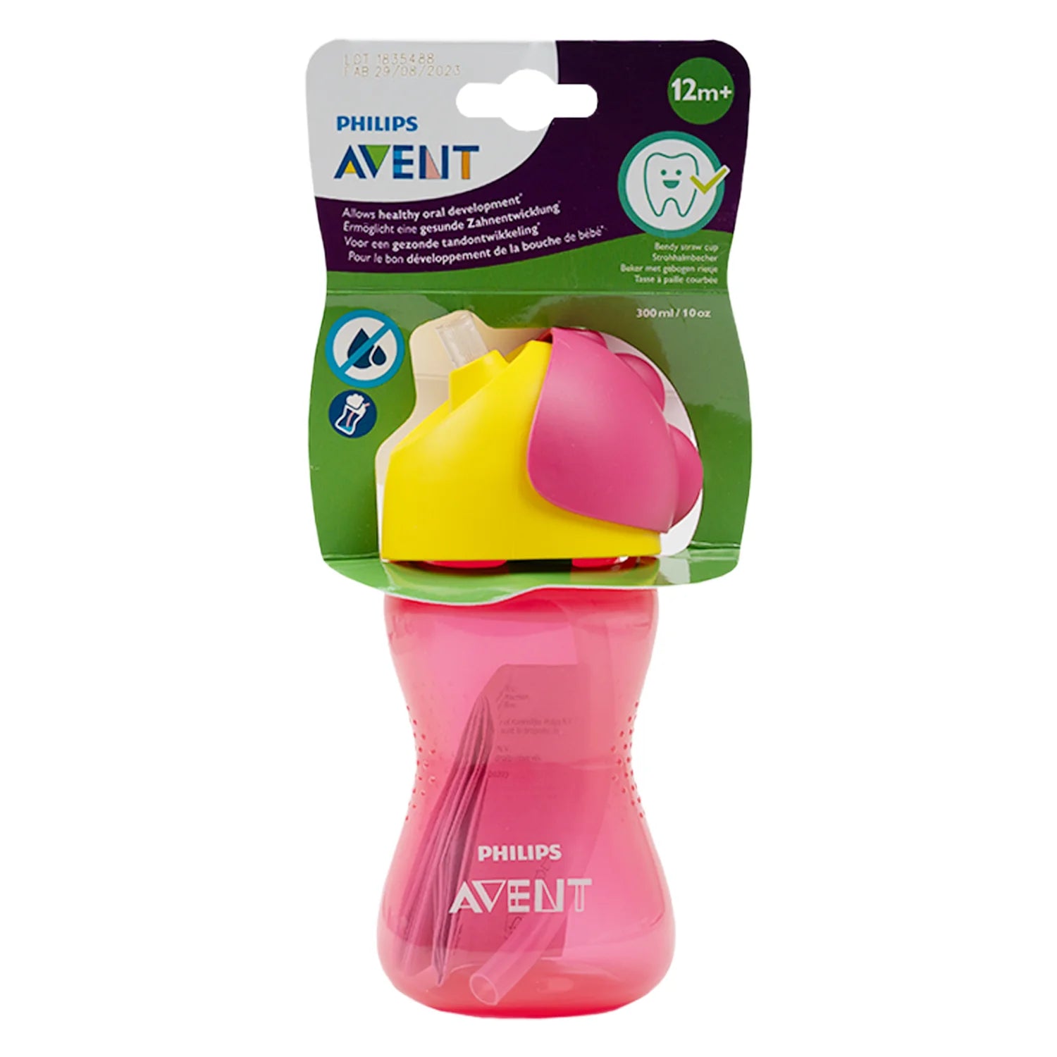 Philips Avent (12M+) Straw Cup | Pink, Plastic | SCF798/00 | 300 Ml 10oz
