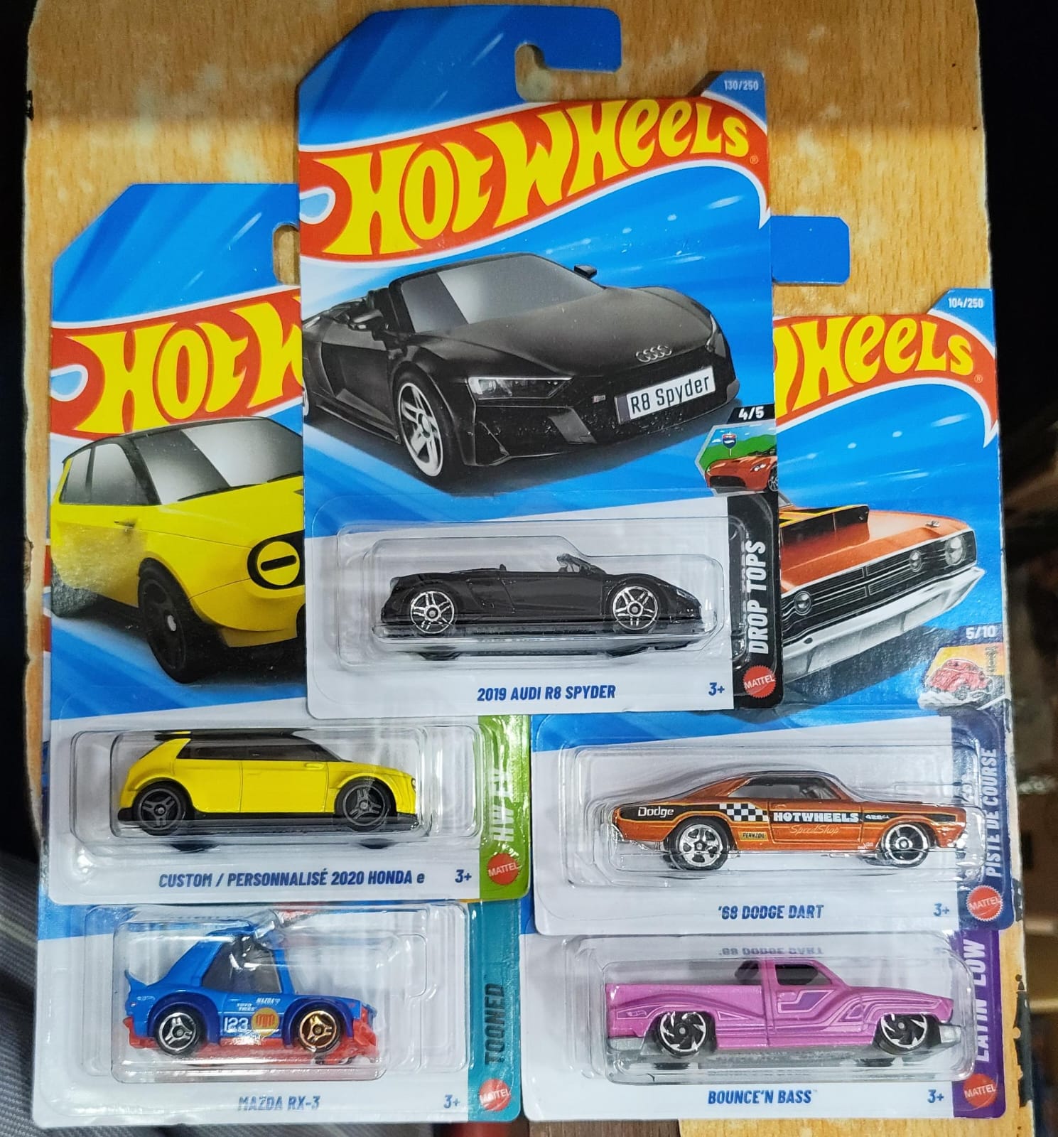 Hot Wheels Mainline - Combo Pack of 5 Cars - F Case 2026 - Long Card - Card Cracked