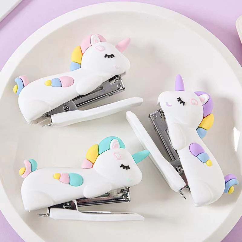 Cute Unicorn Cartoon Mini Desktop Stapler – Perfect for Home & Office - Color & Design May Vary