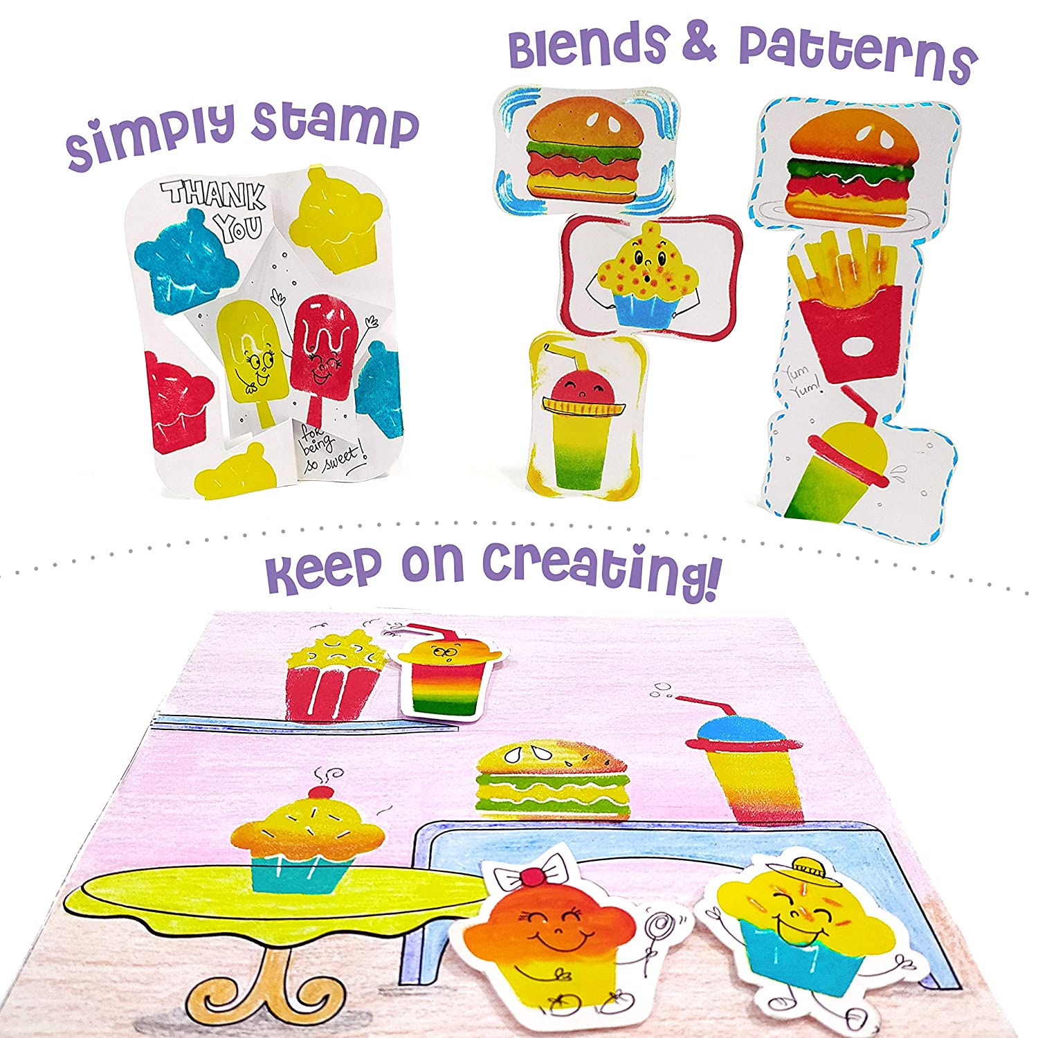 Imagimake Stamp Art Food, Coloring & Stamping Set