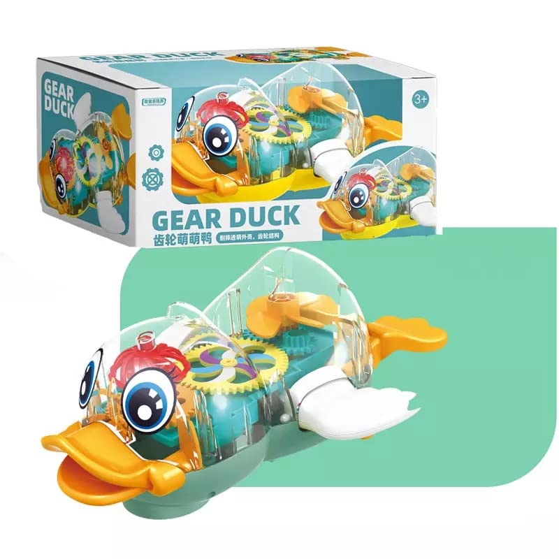 Battery Operated Transparent Gear Duck Car Vehicle Toy for Kids - Multicolor - Without Box